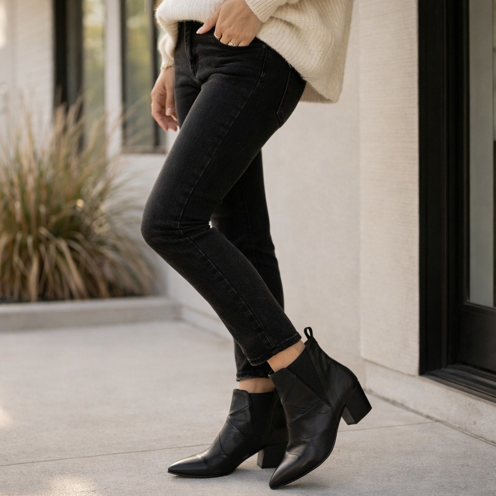 Napoleoni Chelsea Boots Womens 9 EU 40‎ Black Leather Heeled Ankle Made Italy